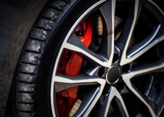 Car wheel close up