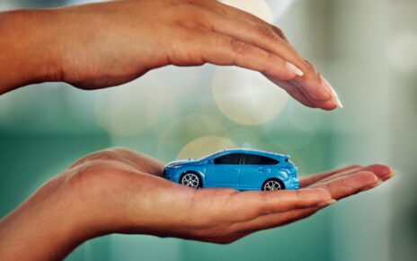 Car, insurance and hands for transport mockup, investment or loan with bokeh background. Invest, tr