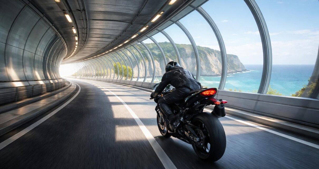 découvrez une aventure unique en moto à travers le tunnel sous la manche et profitez de paysages éblouissants tout au long du trajet.