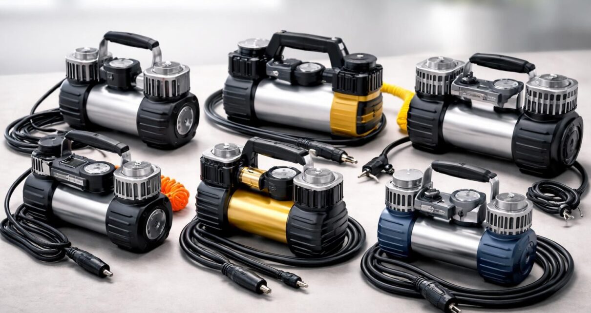 découvrez notre comparatif des mini compresseurs à air pour véhicules, du format 12v au 220v, pour choisir l'appareil adapté à vos besoins de gonflage efficace et rapide.