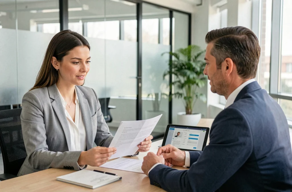 Femme consultant un expert juridique pour récupérer son permis de conduire suspendu