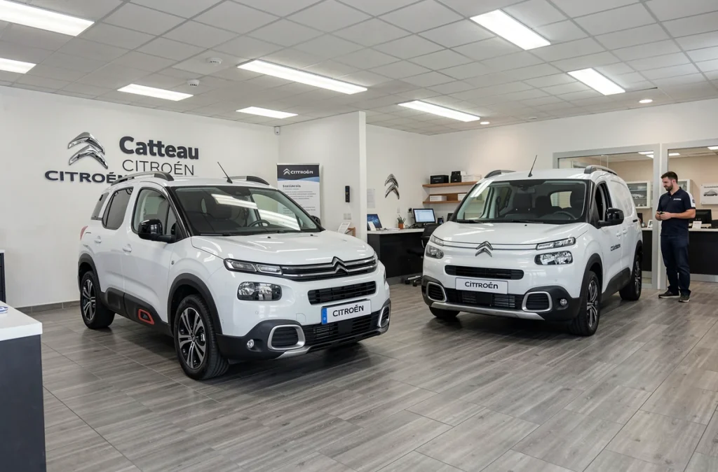 Citroën C5 Aircross et Berlingo exposés dans la concession Catteau Citroën à Armentières dans le Nord