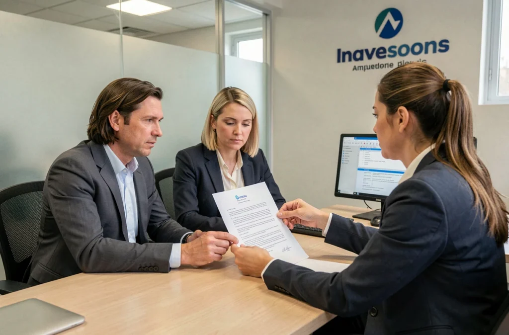 Couple en rendez-vous avec un conseiller pour changer d'assurance voiture